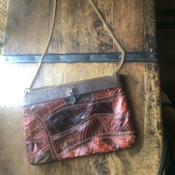 Oleg Cassini Handbags - Vintage Oleg Cassini Patchwork Snakeskin Bag.